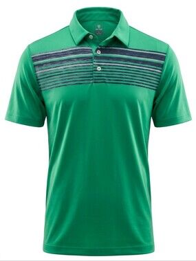 Green Striped Polo Shirt By Pro Tour